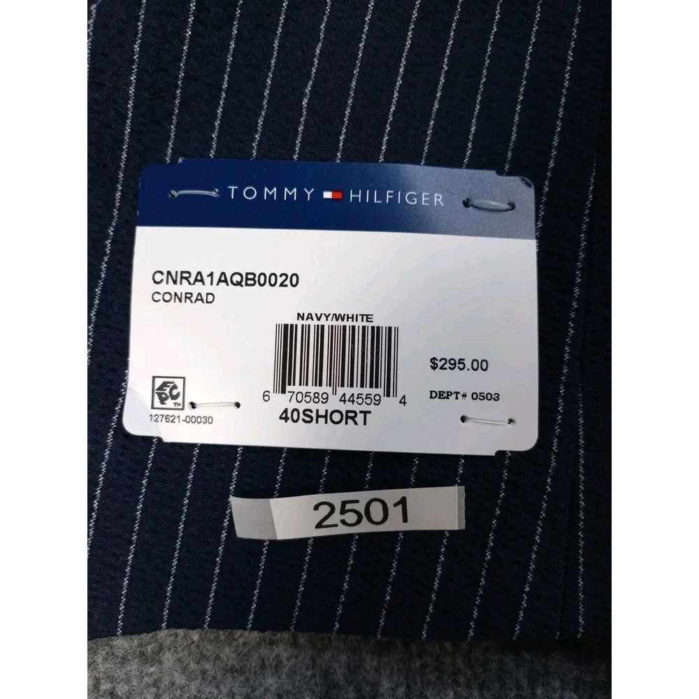 Tommy Hilfiger TH Flex Conrad Sport Coat 40 Short Navy Pinstripe NWT $295